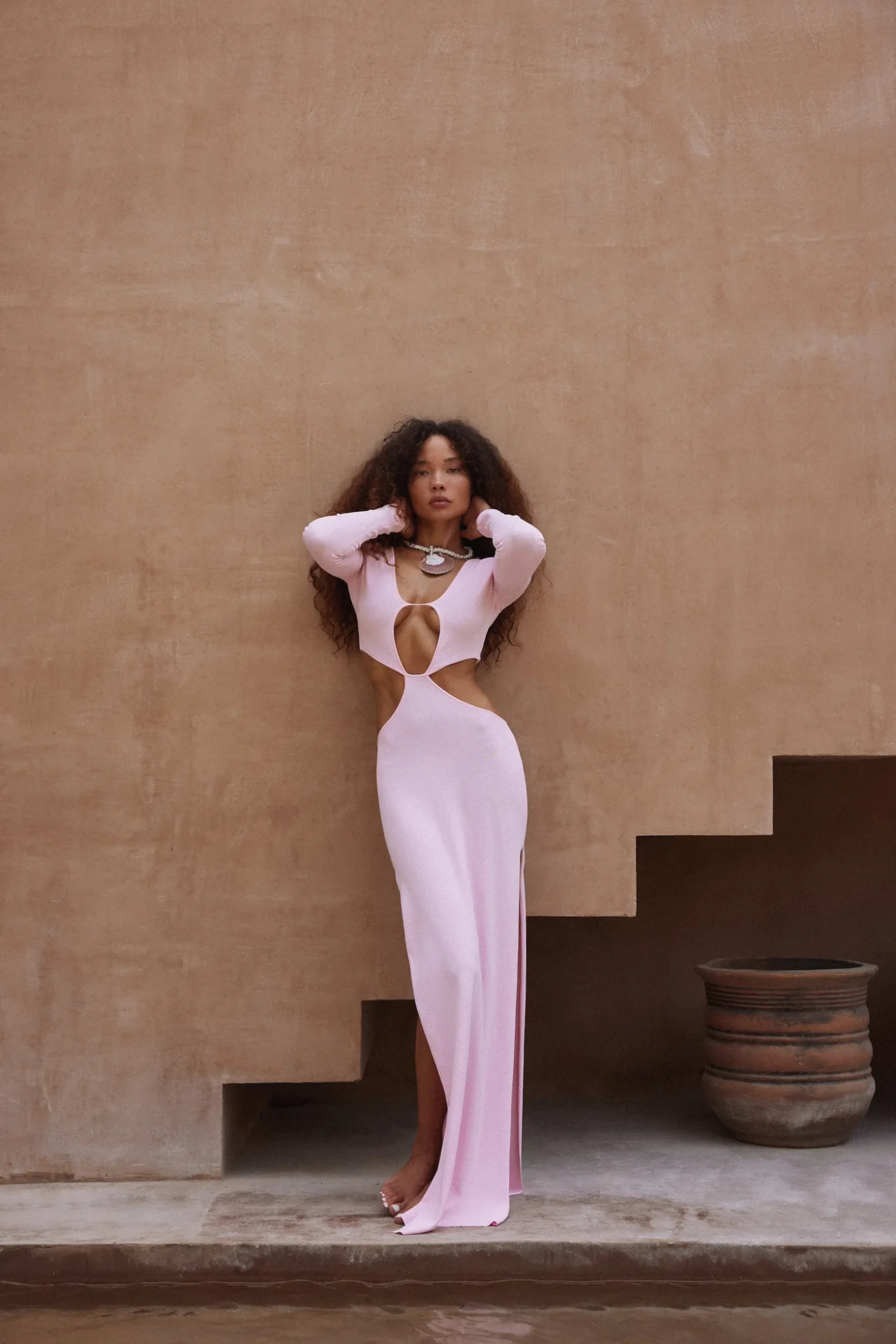 Long Sleeve Cut Out Maxi Dress