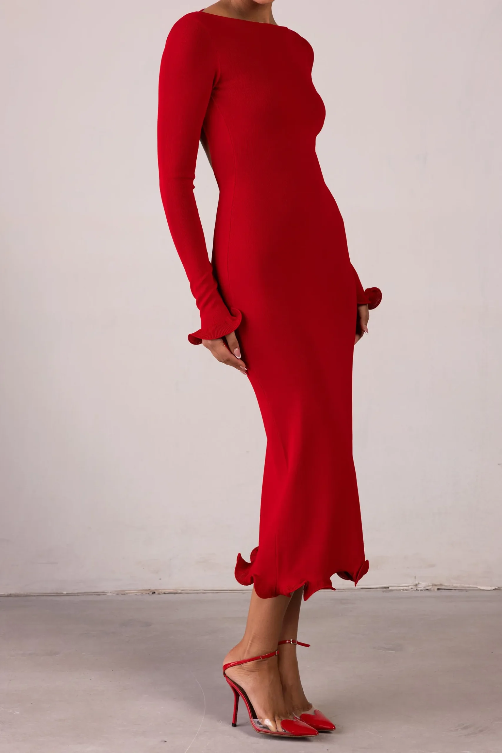 Ruffle Hem Midi Dress