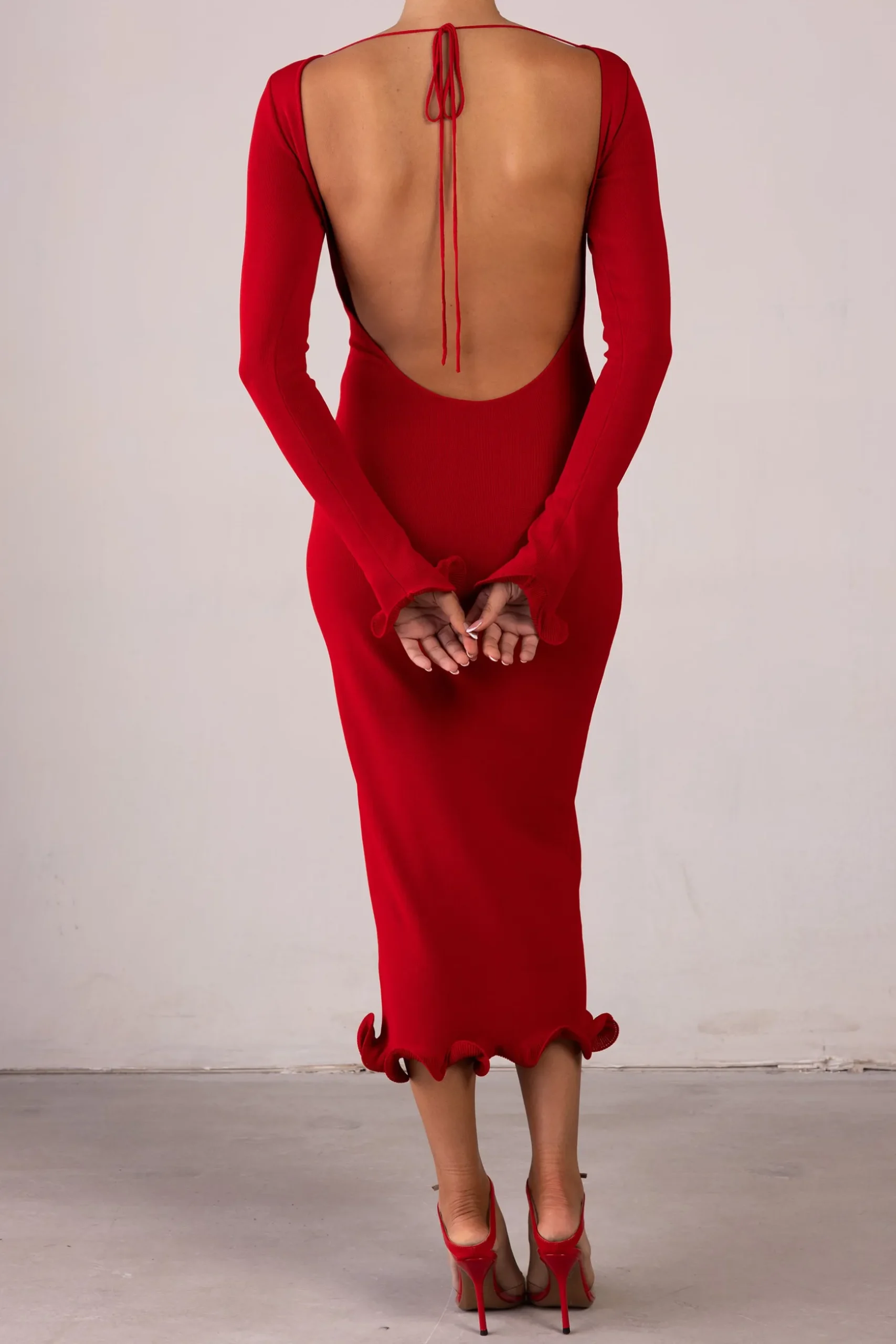 Ruffle Hem Midi Dress