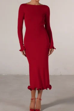 Ruffle Hem Midi Dress