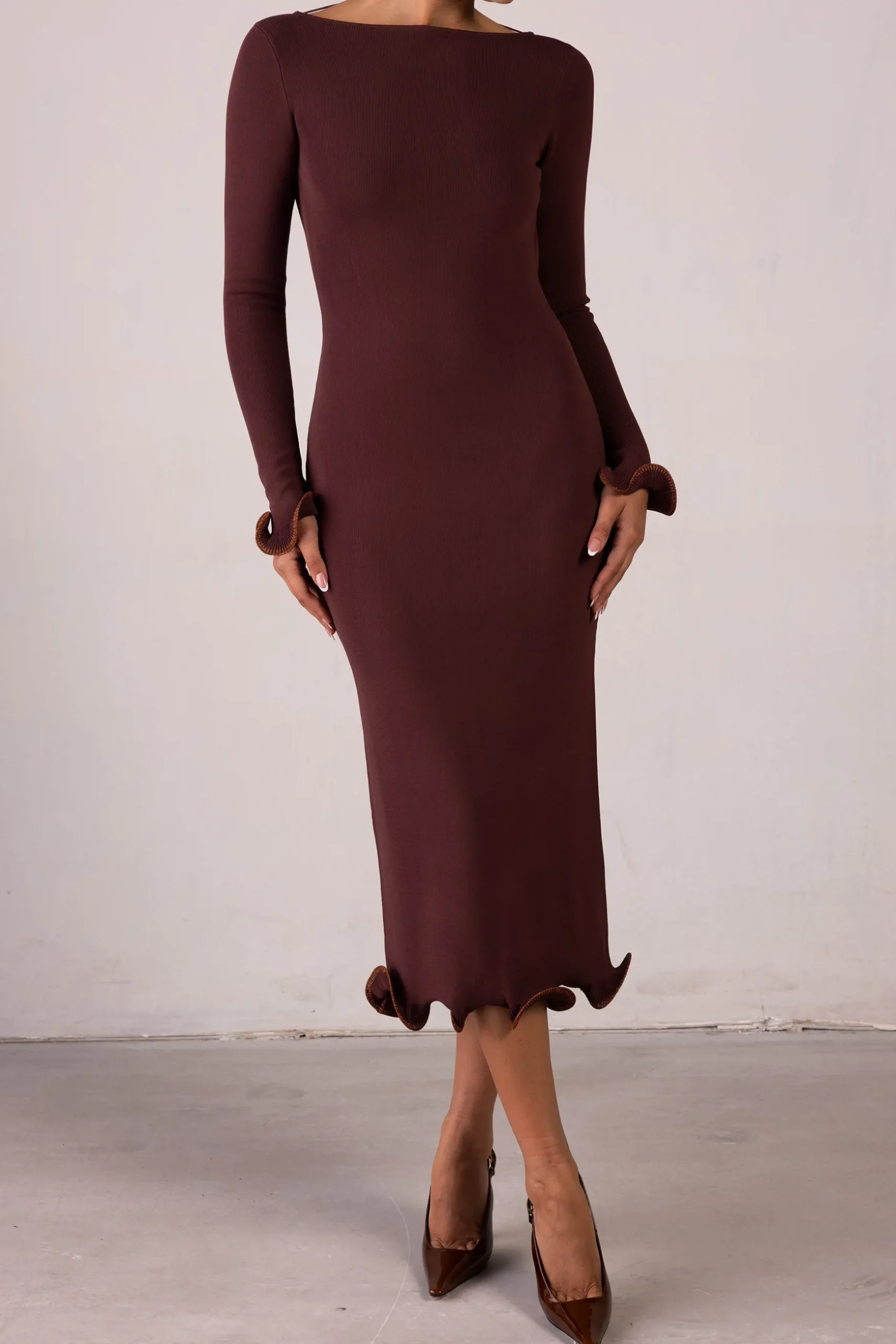Ruffle Hem Midi Dress