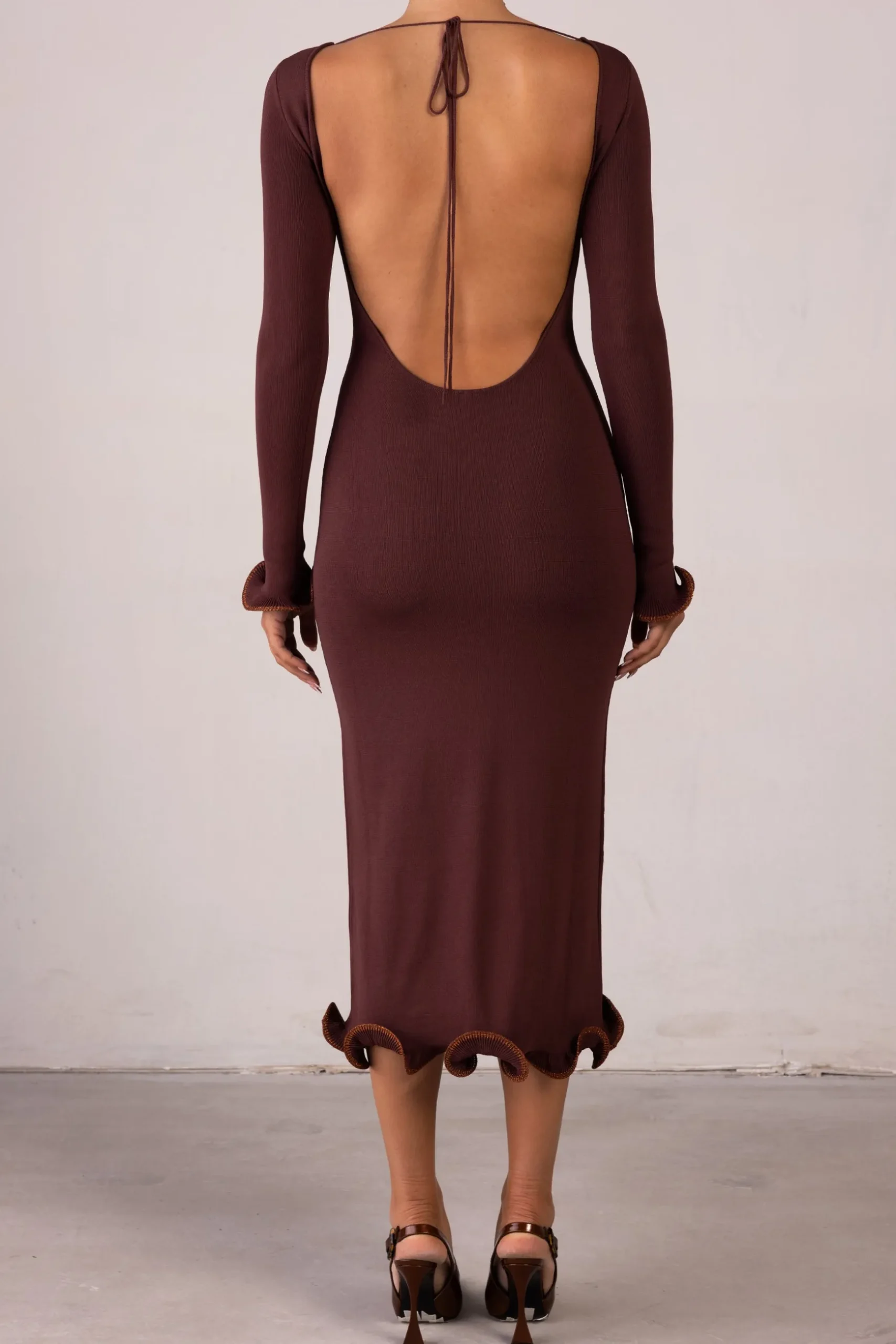 Ruffle Hem Midi Dress