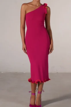 Ruffle Hem One Shoulder Dress