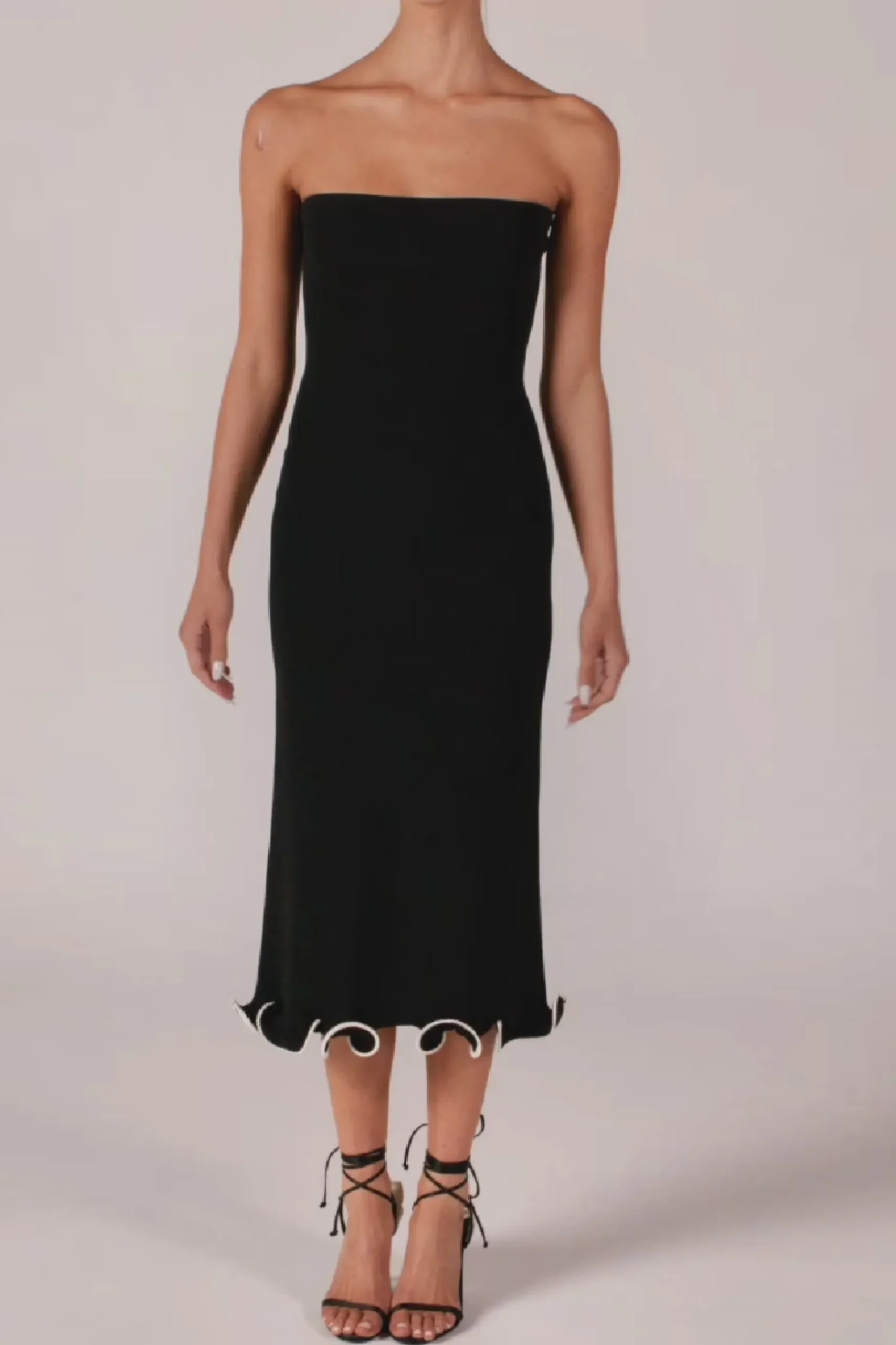 Ruffle Hem Strapless Dress