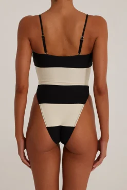 Stripe Strapless One Piece